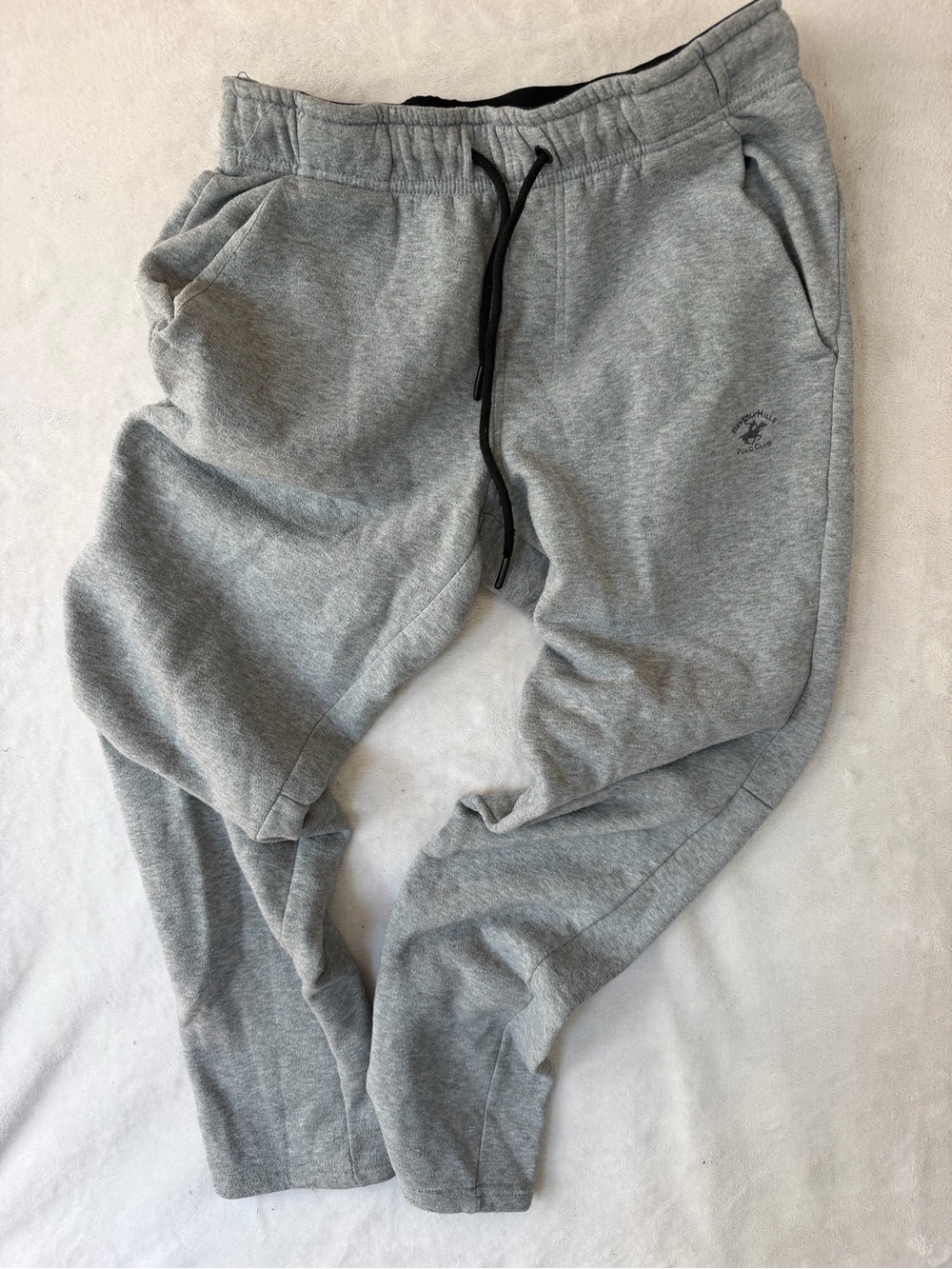 Beverly Hills Polo Club Kids Light Gray Jogger Sweatpants with Black Drawstring